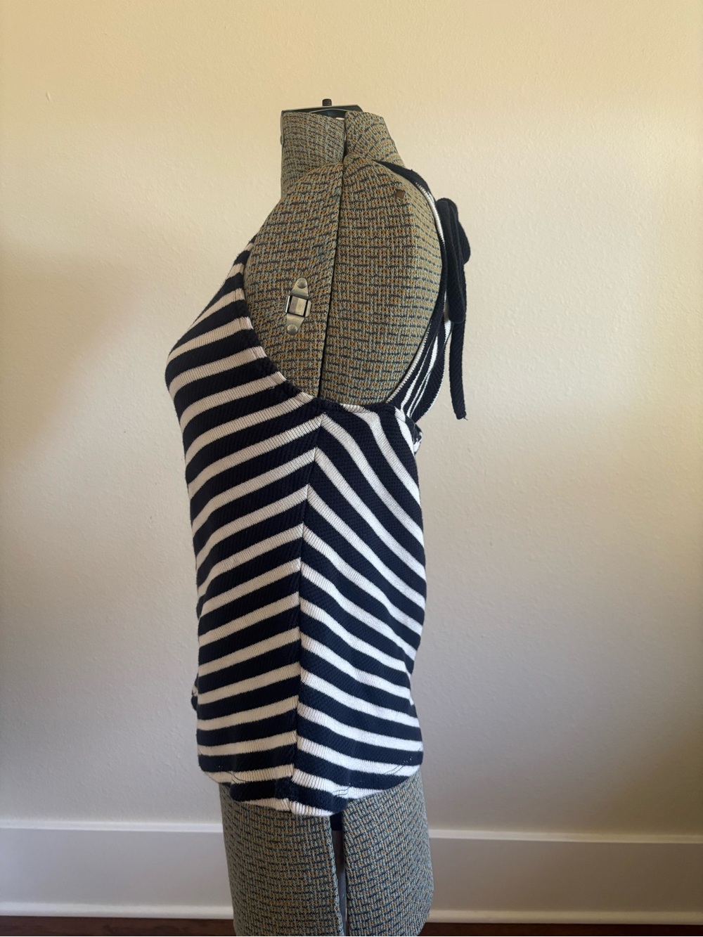 Anthropologie Black & White Striped Halter Tank - Picture 2 of 6